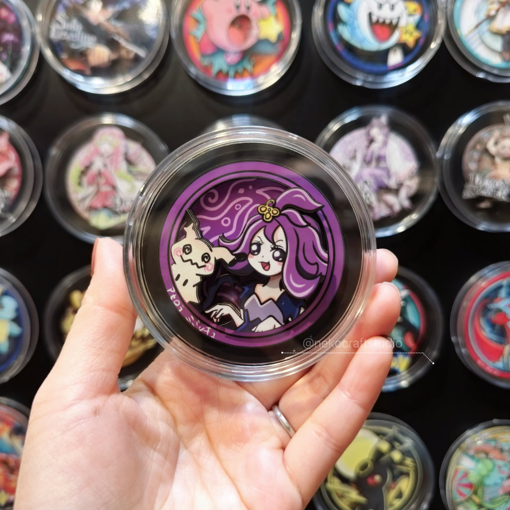 Pokemon Masters Trainer- Acerola ＆Mimikyu - Paper Cut Magnet