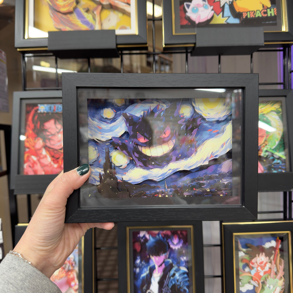 Pokémon Ganger with Starry Night -3D Paper Cut Art Frame