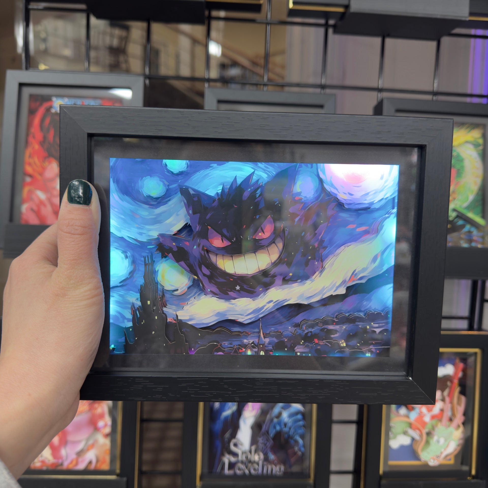 Pokémon Ganger with Starry Night -3D Paper Cut Art Frame