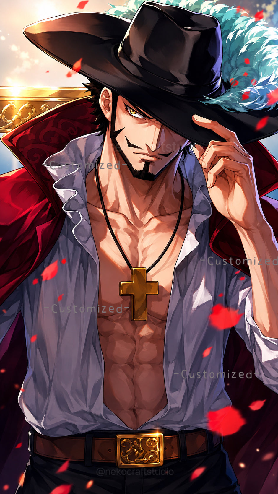 Customized  - One Piece- Dracule Mihawk -3D Paper Cut Art Frame