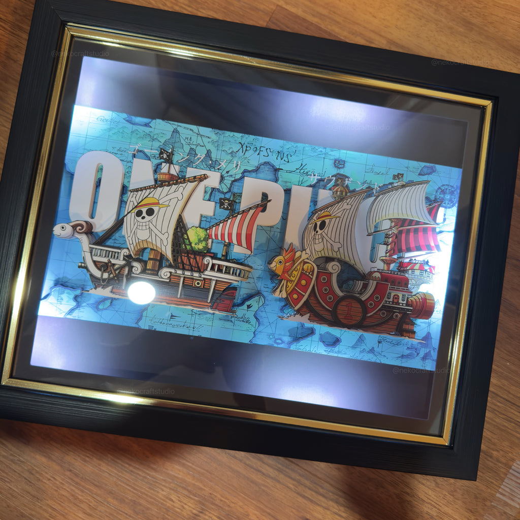 Thousand Sunny & Going Merry  - 3D Paper Cut Art Frame
