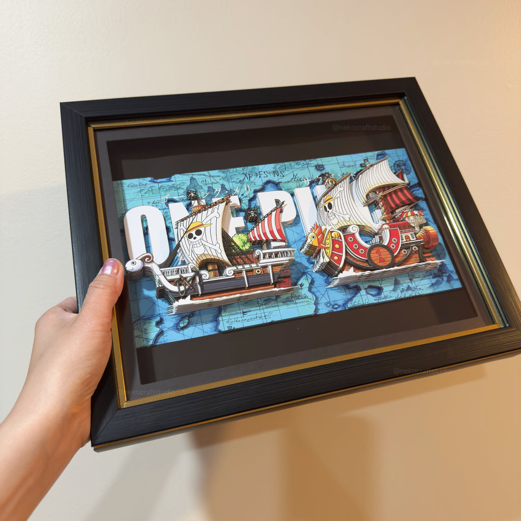 Thousand Sunny & Going Merry  - 3D Paper Cut Art Frame