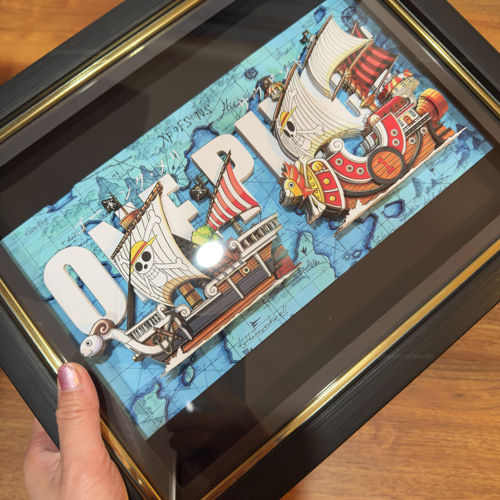 Thousand Sunny & Going Merry  - 3D Paper Cut Art Frame