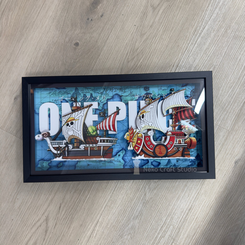 Thousand Sunny & Going Merry - Paper Cut Art Frame with LED