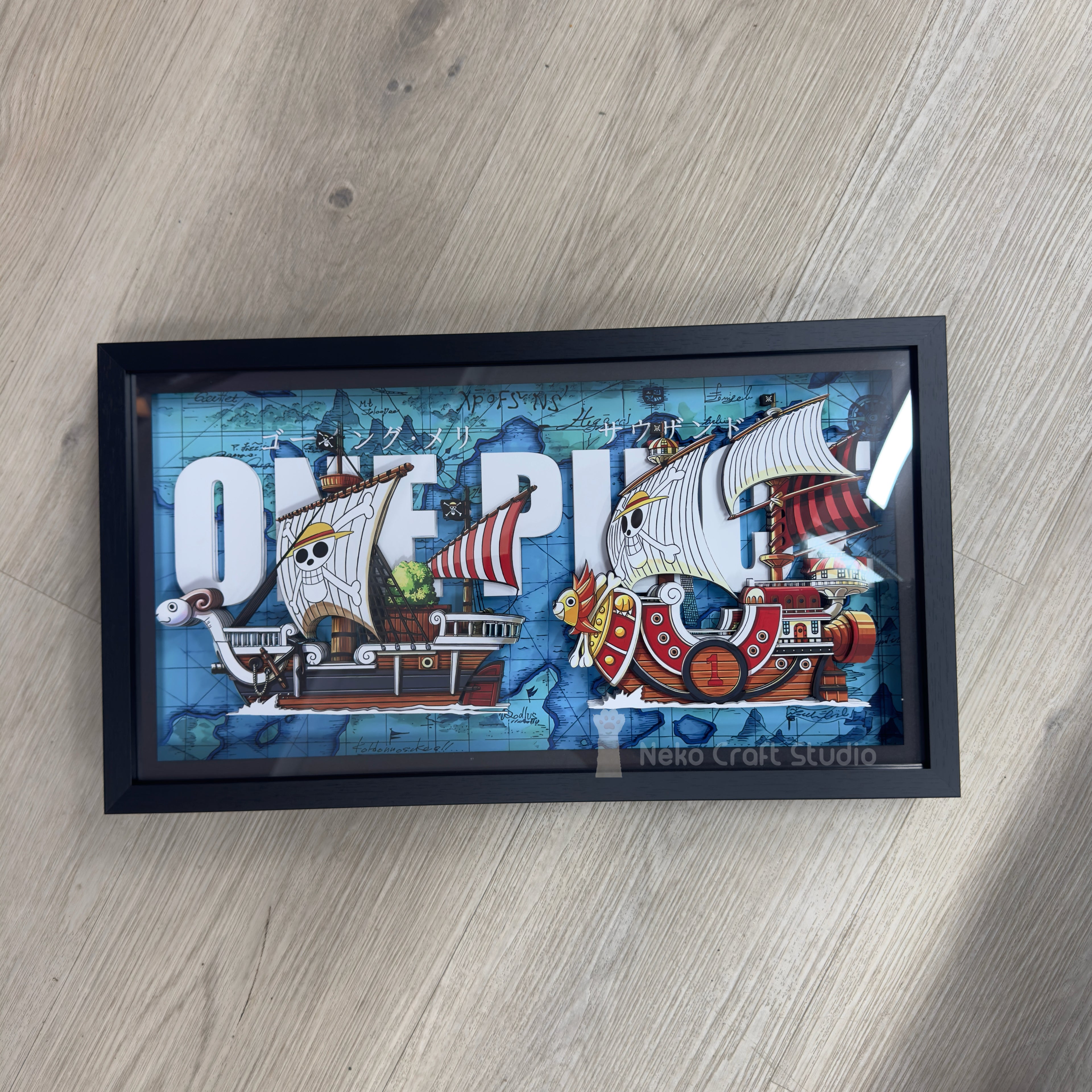 Thousand Sunny & Going Merry - Paper Cut Art Frame with LED