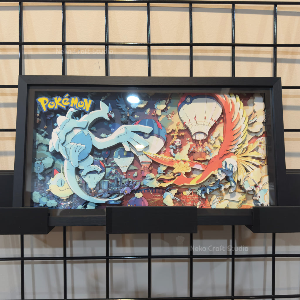 Lugia &Ho-Oh- Paper Cut Art Frame with LED - Pokemon