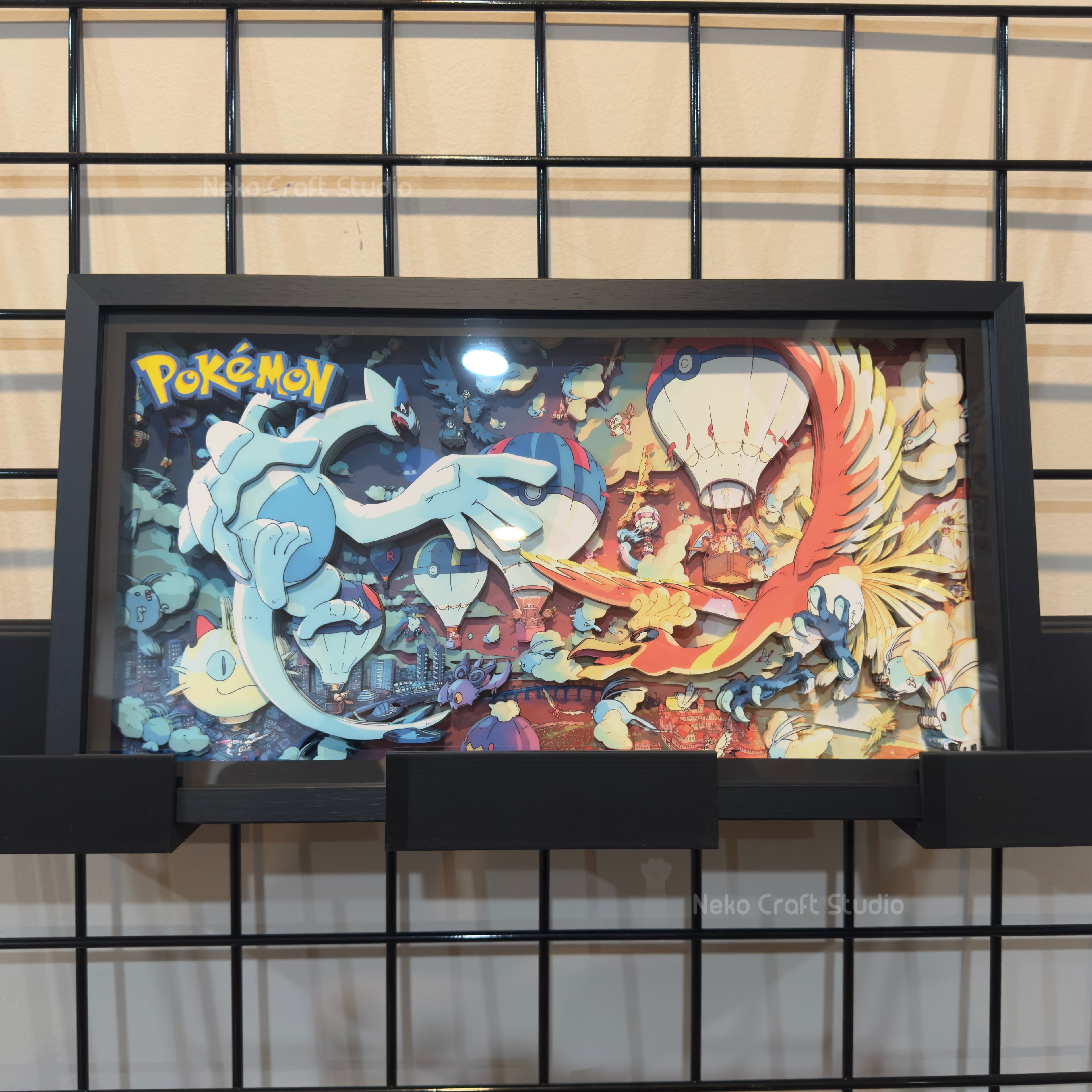 Lugia &Ho-Oh- Paper Cut Art Frame with LED - Pokemon