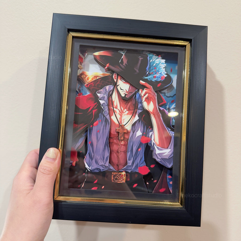 One Piece- Dracule Mihawk -3D Paper Cut Art Frame