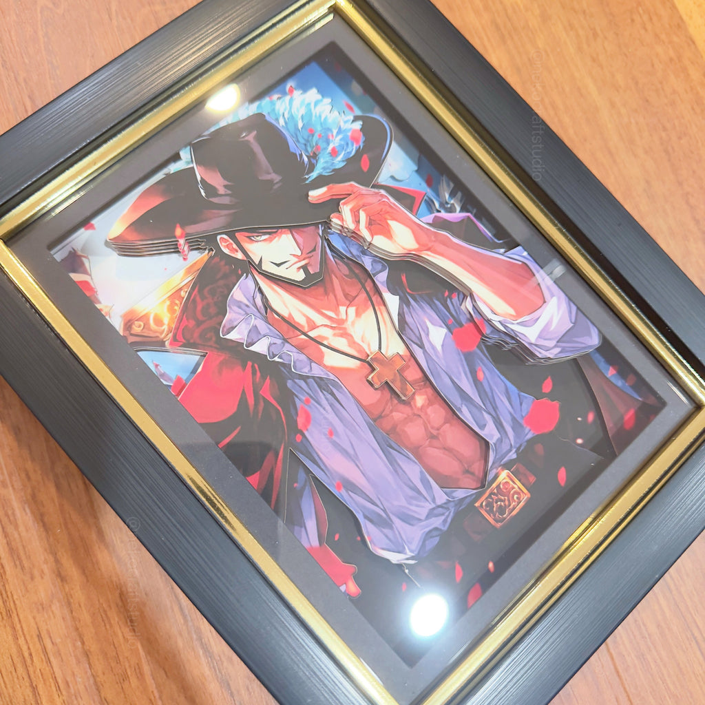 One Piece- Dracule Mihawk -3D Paper Cut Art Frame