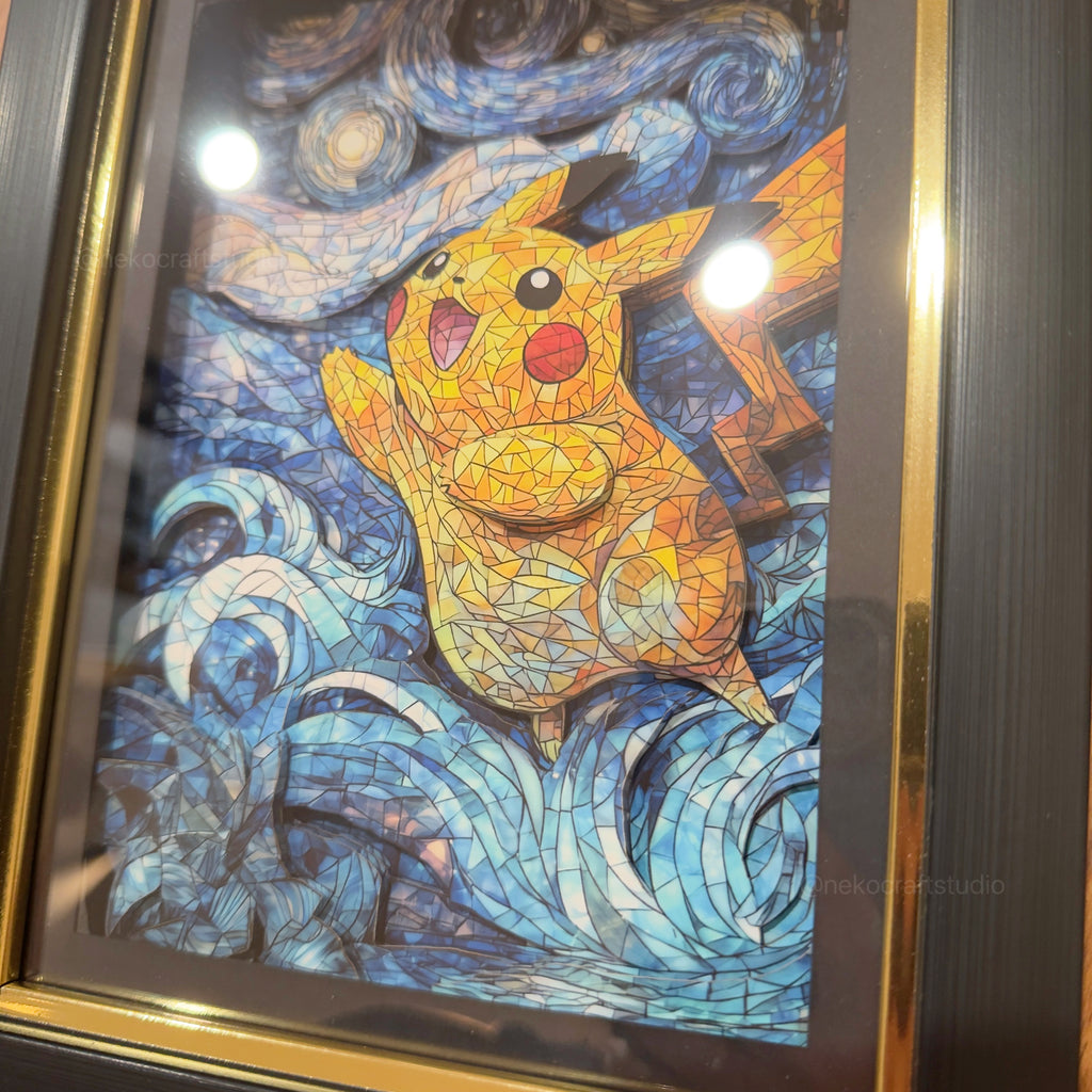 Pokemon - Starry Night Pikachu -3D Paper Cut Art Frame