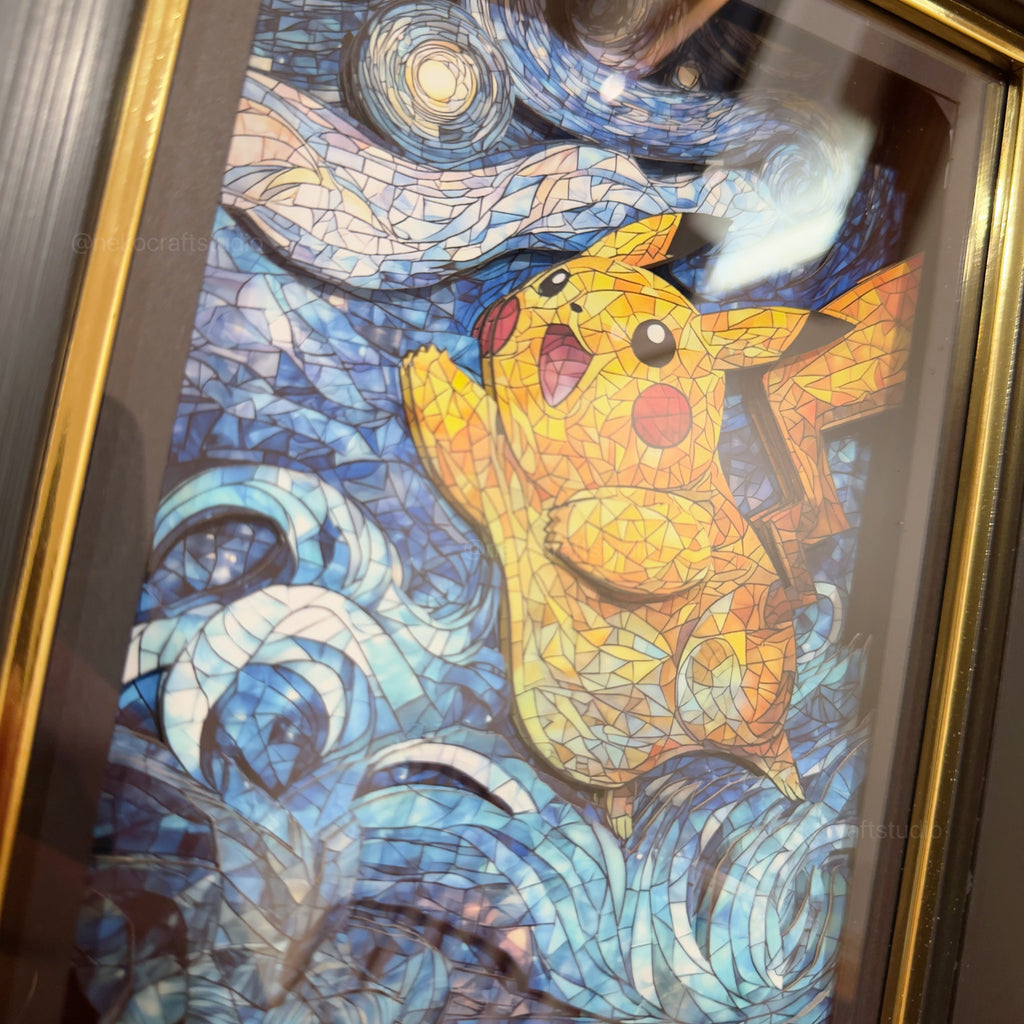 Pokemon - Starry Night Pikachu -3D Paper Cut Art Frame