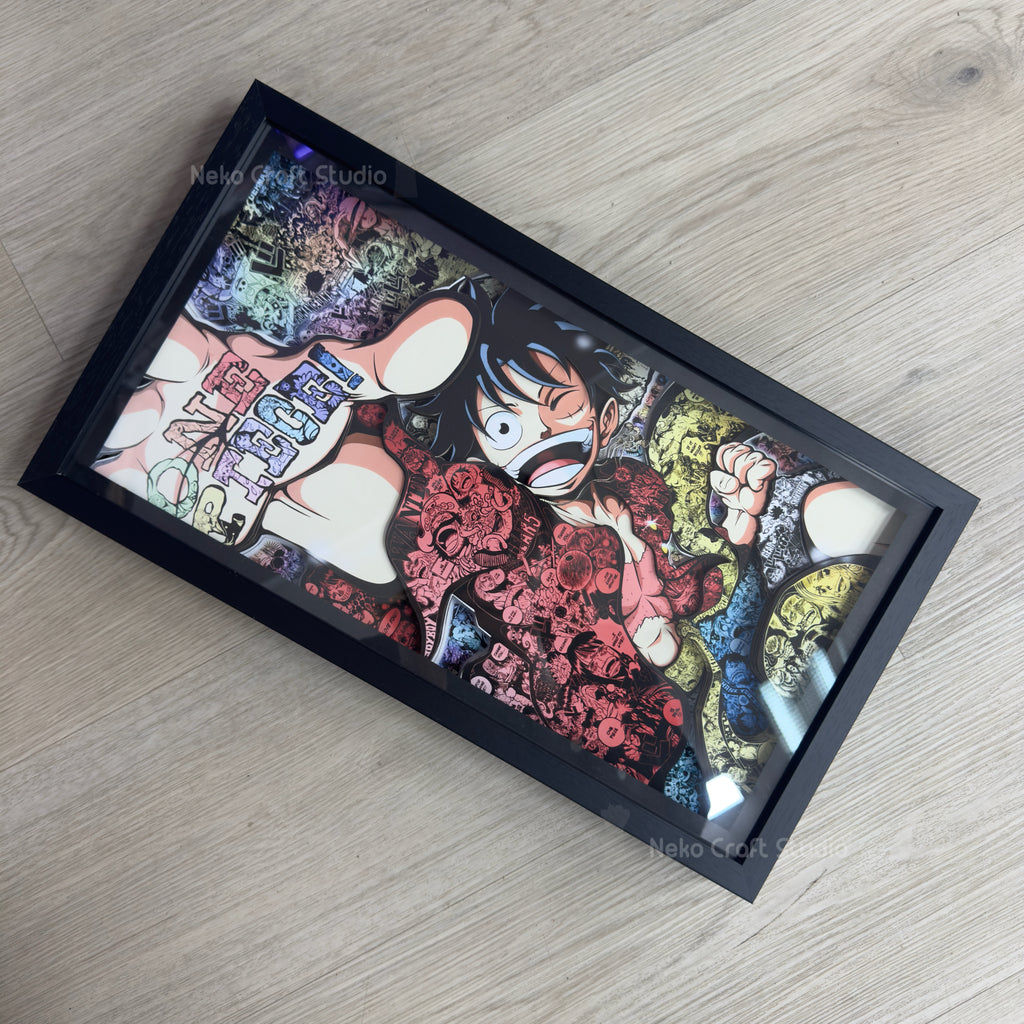 Luffy and his memories - Paper Cut Art Frame with LED