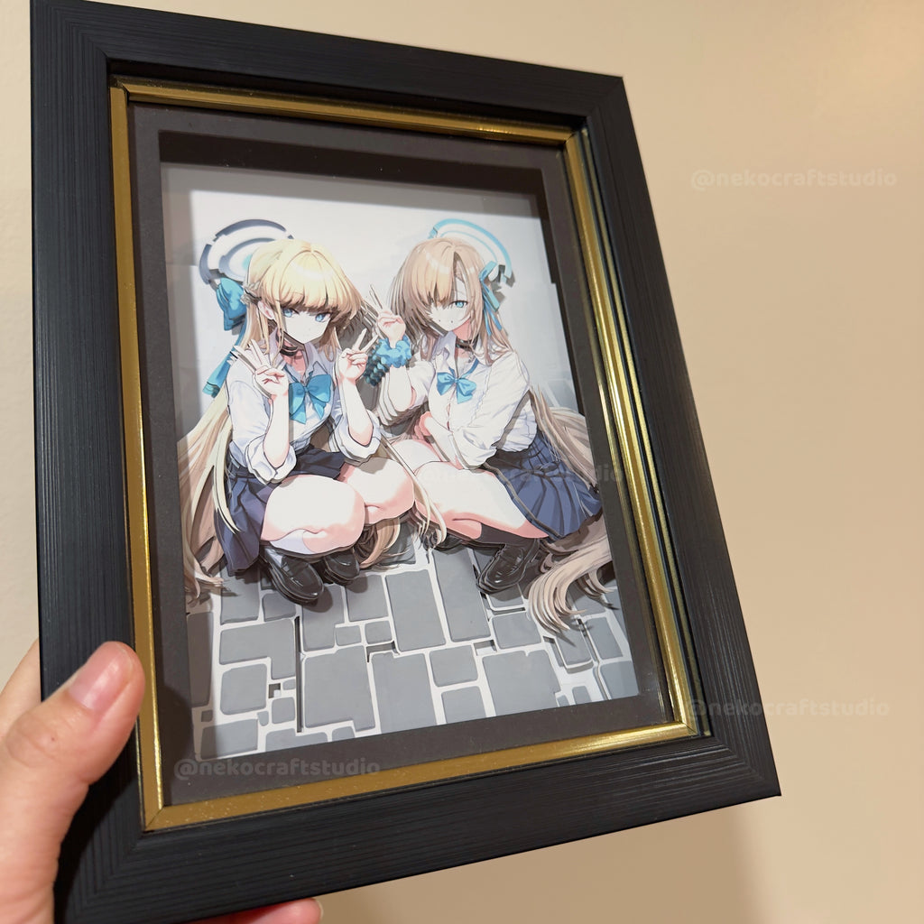 Blue Archive - Asuma Toki & Ichinose Asuna -3D Paper Cut Art Frame