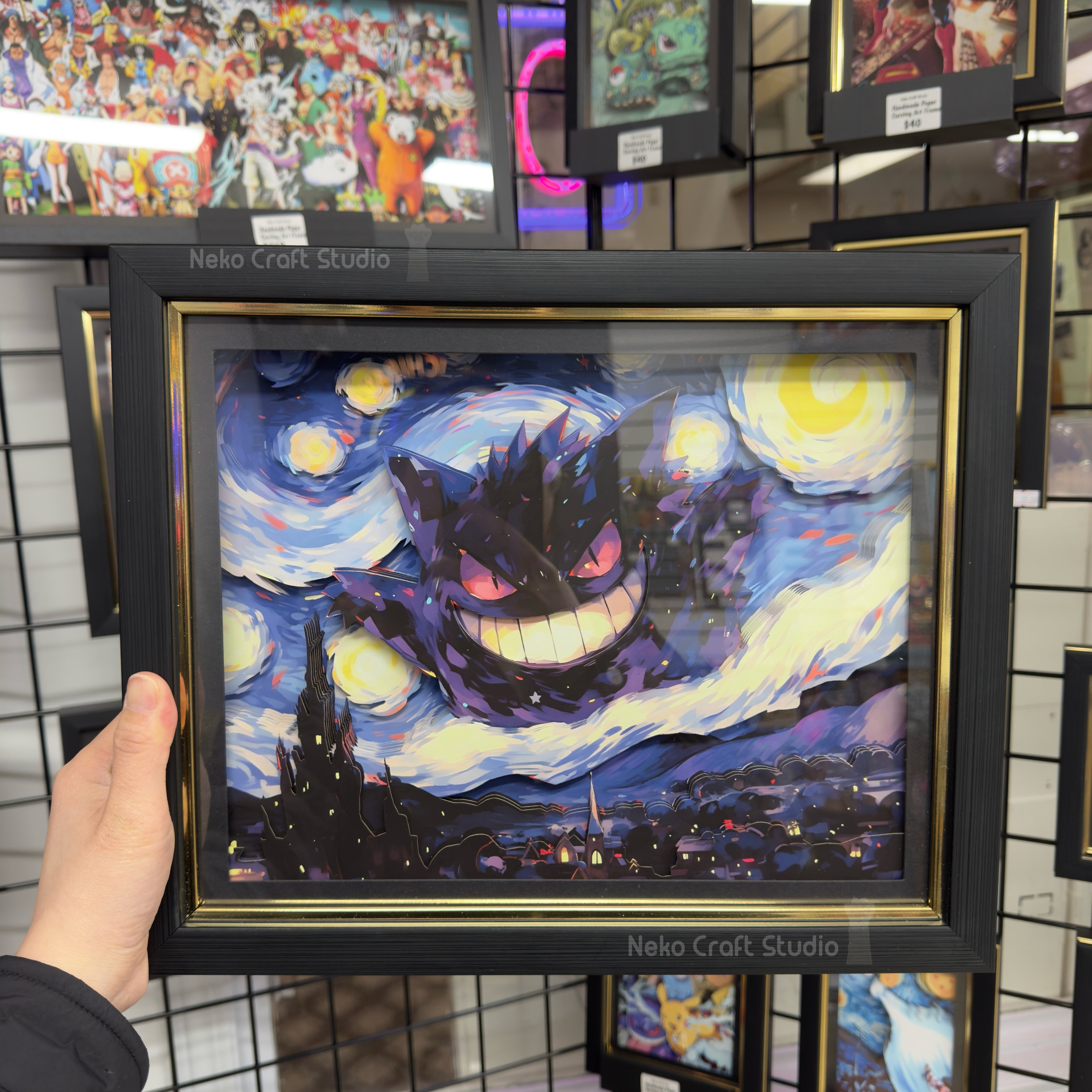 Pokémon Ganger with Starry Night -3D Paper Cut Art Frame