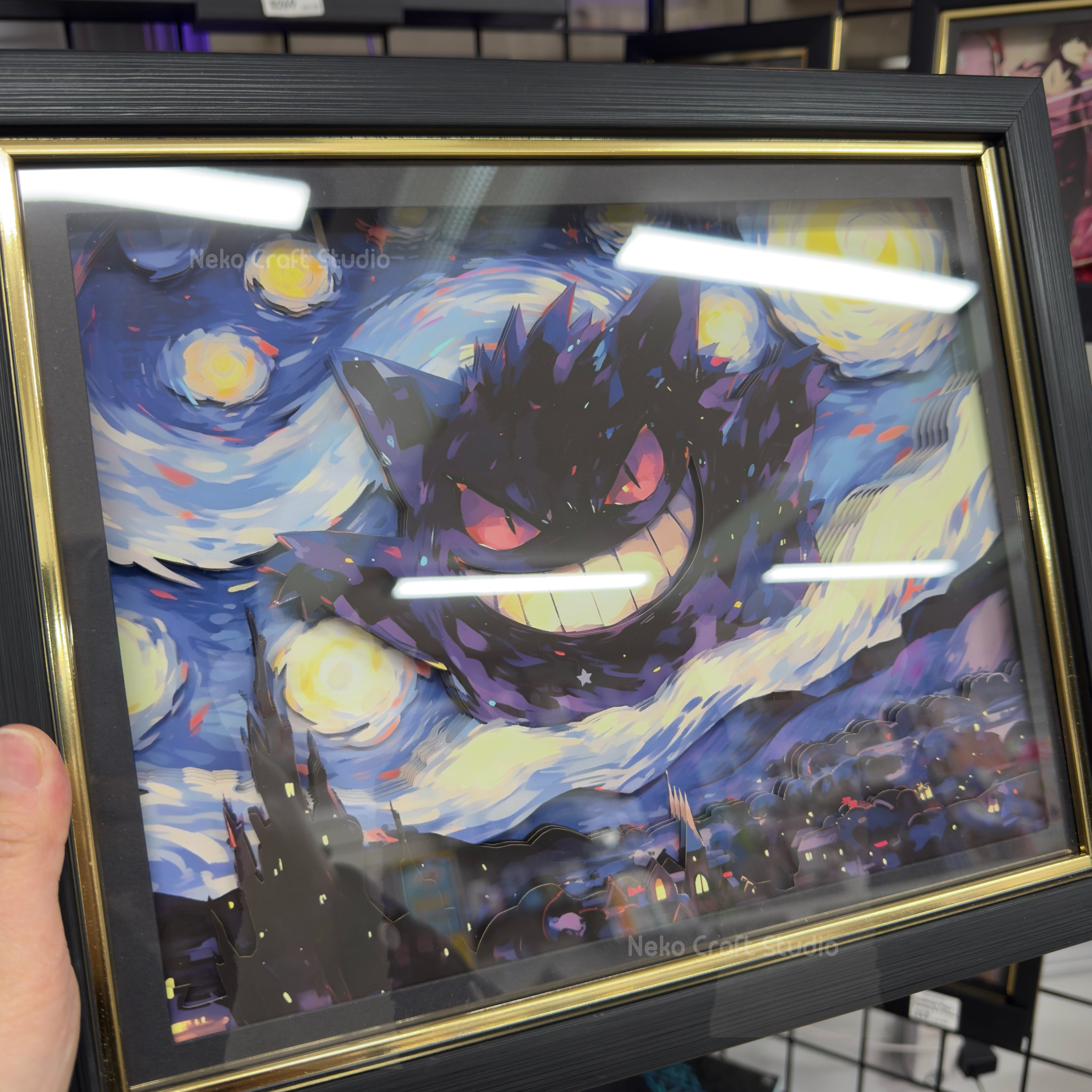 Pokémon Ganger with Starry Night -3D Paper Cut Art Frame