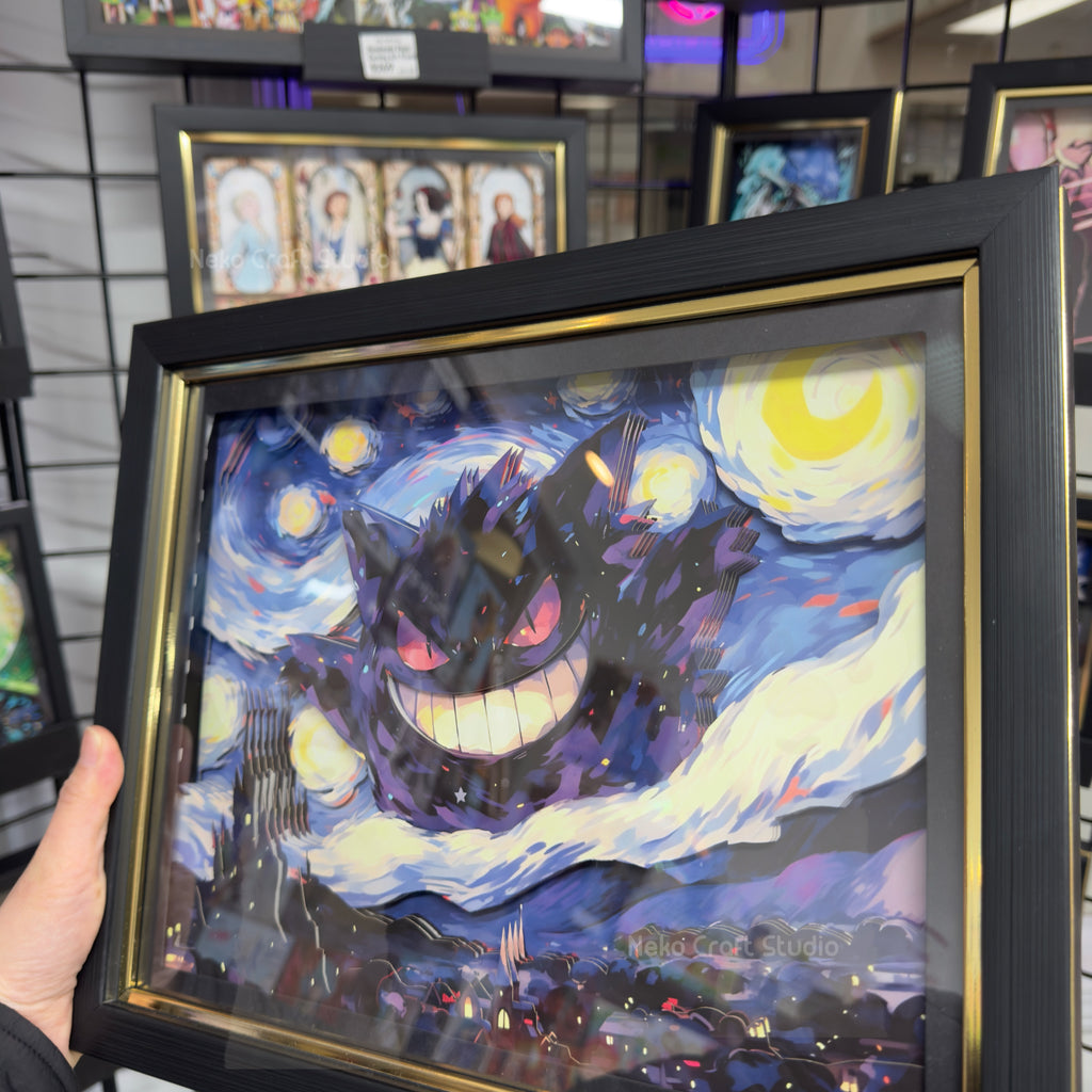 Pokémon Ganger with Starry Night -3D Paper Cut Art Frame