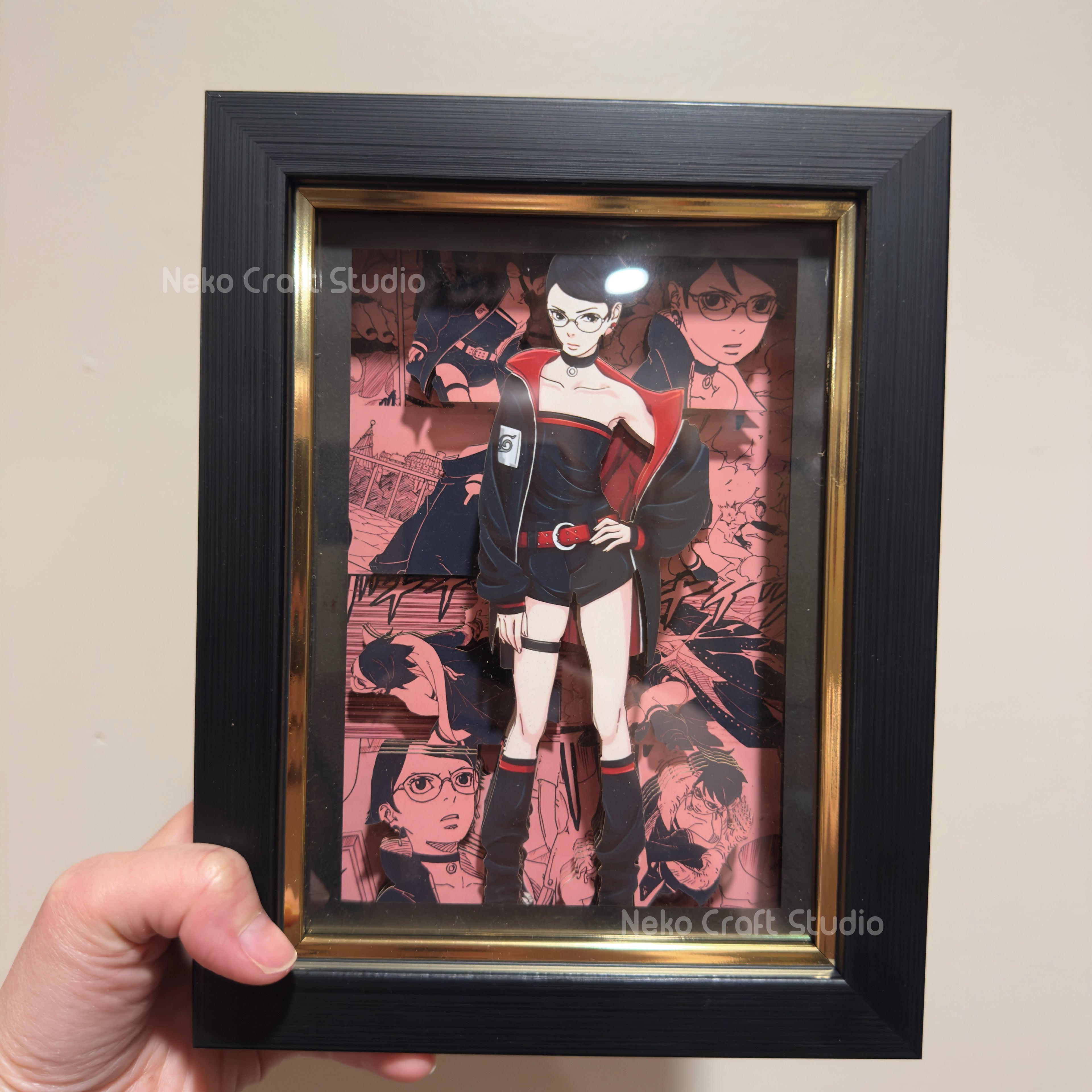 Sarada Uchiha - 3D Paper Cut Art Frame