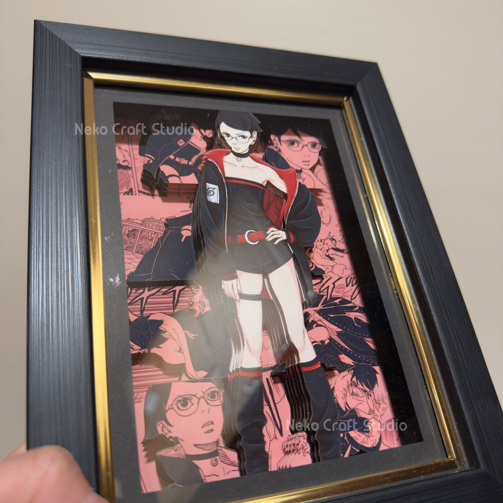 Sarada Uchiha - 3D Paper Cut Art Frame