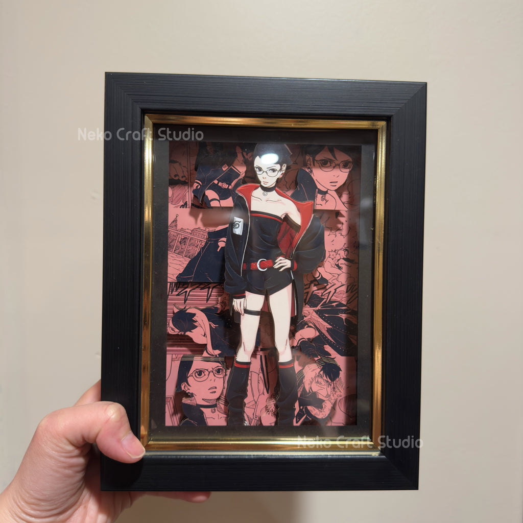 Sarada Uchiha - 3D Paper Cut Art Frame