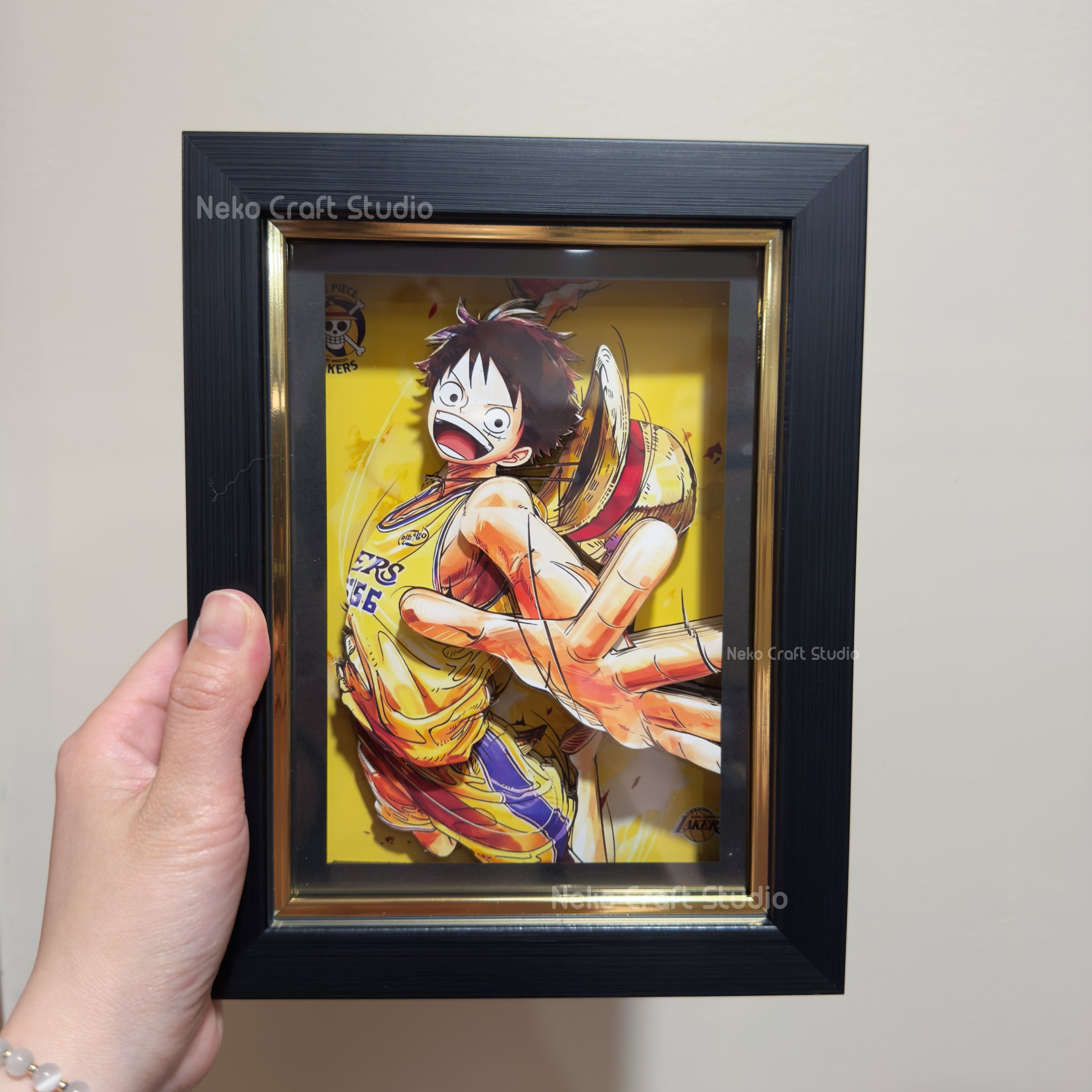 Luffy Los Angeles Lakers-3D Paper Cut Art Frame - One Piece