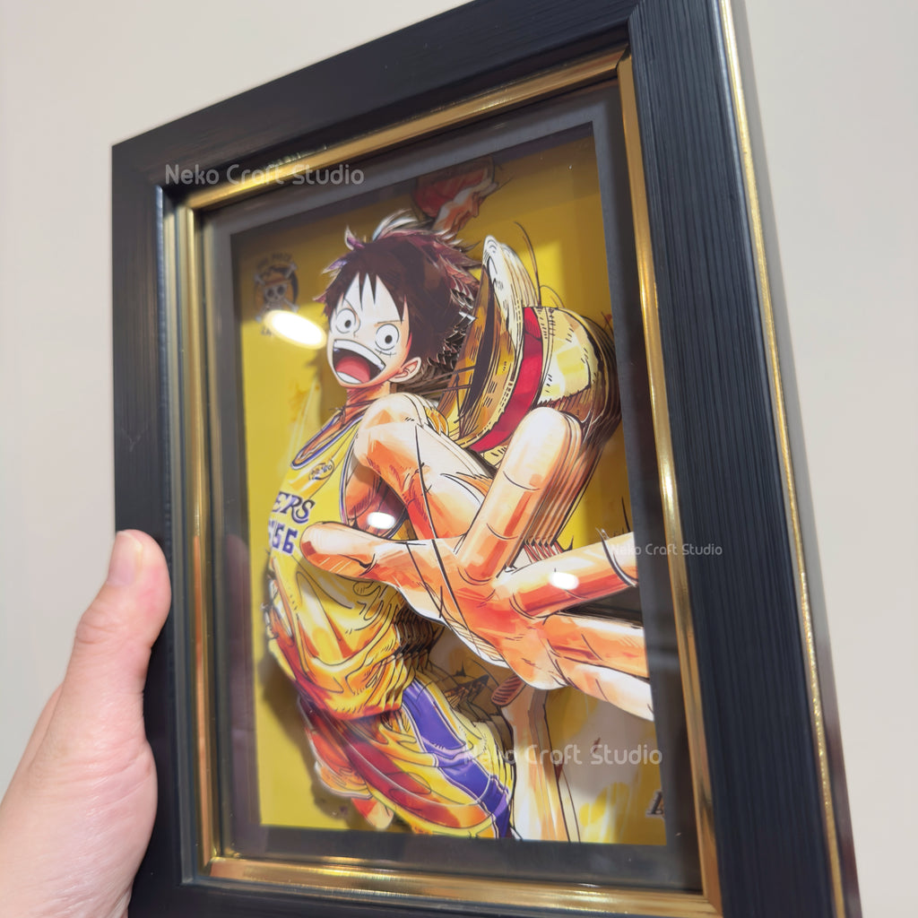Luffy Los Angeles Lakers-3D Paper Cut Art Frame - One Piece