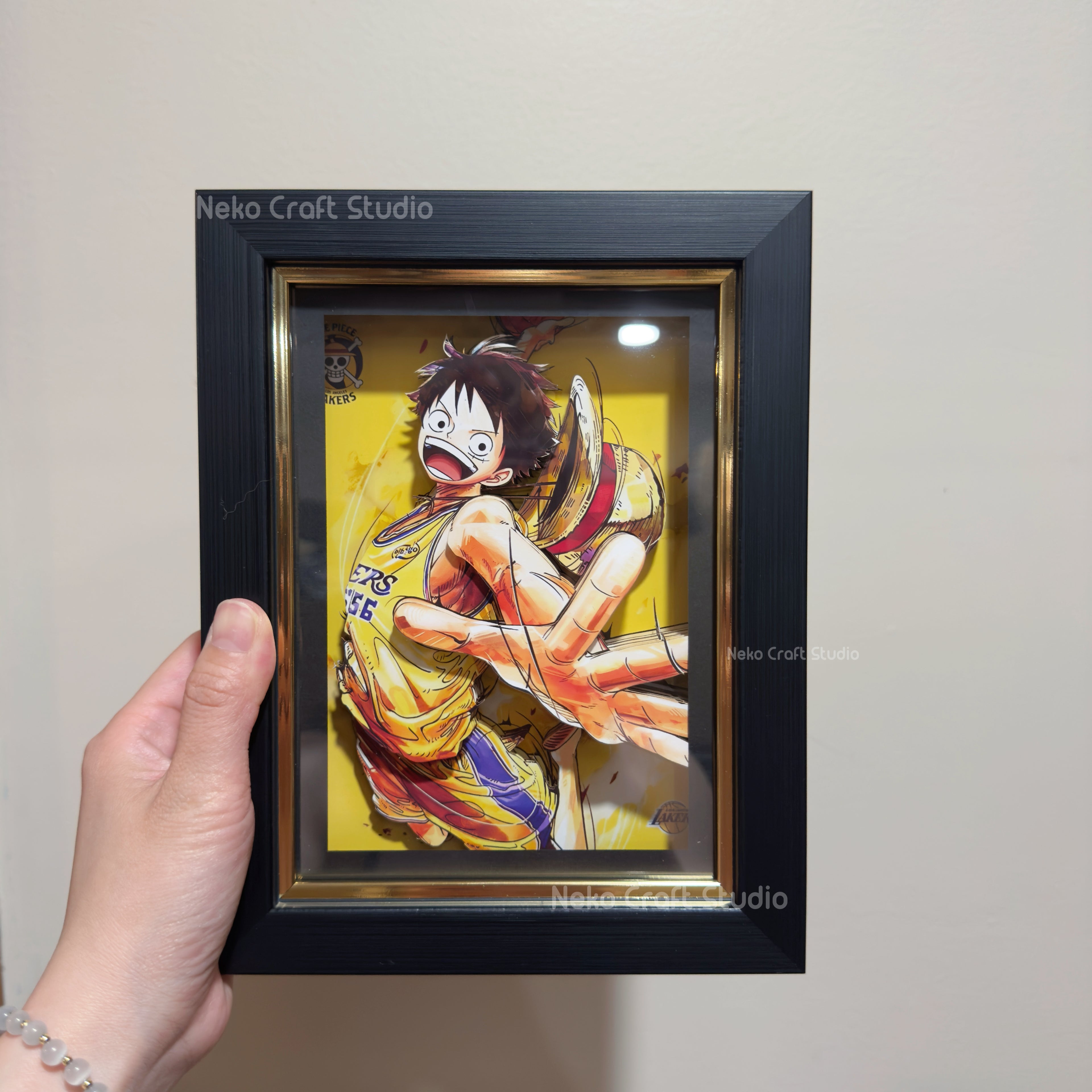 Luffy Los Angeles Lakers-3D Paper Cut Art Frame - One Piece