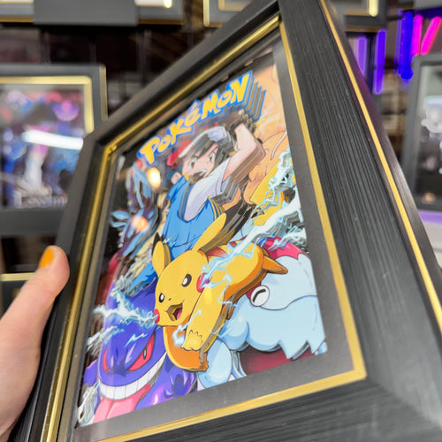 Ash Ketchum and his team- 3D Paper Cut Art Frame
