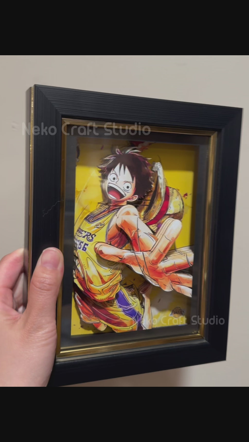 Luffy Los Angeles Lakers-3D Paper Cut Art Frame - One Piece